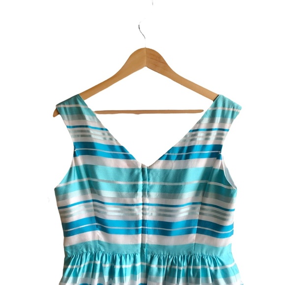 Lilly Pulitzer Kiera Fit & Flare Dress 12 Blue Aqua Stripe Print - Picture 9 of 16